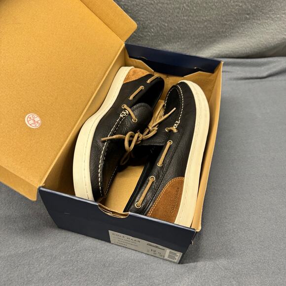 Cole Haan Loafers Mens 12 Leather Deck Camp Moc Grand O/S Slip On Shoes Coastal - Picture 15 of 15